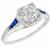 diamond sapphire platinum engagement ring  1