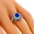 Art Deco Style 1.66ct Oval Cut Center Sapphire & 0.37ct Faceted Cut Sapphire 0.40ct Round Cut Diamond 18k White Gold Ring 