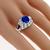 Art Deco Style 2.53ct Oval Cut Ceylon Sapphire Center & 0.70ct Faceted Cut Sapphire 1.73ct Round Cut Diamond 18k White Gold Ring 