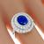 Art Deco Style 2.70ct Oval Cut Sapphire 0.55ct Round Cut Diamond 18k White Gold Ring 