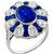 Art Deco Style  3.49ct Oval Cut Center & 1.61ct Faceted Cut Sapphire 2.20ct Pear Shape Diamond 18k White Gold Ring 