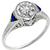 Edwardian 0.93ct Old Mine Cut Diamond Sapphire   18k White Gold Engagement Ring 