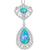 Edwardian Style 7.40ct Cabochon Fire Blue Oval & Pear Shape Opal 1.60ct Round Diamond 18k White Gold Pendant