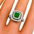 Estate 0.80ct Square Cut Colombian Emerald  1.51ct Round Cut Diamond 14k White Gold Ring