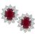 Estate 1.00ct Oval Cut  Burmese Ruby 0.750ct Round Cut  Diamond 14k White Gold Stud Earrings