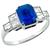 Estate 1.66ct Emerald Cut Ceylon Sapphire 0.60ct Baguette Cut Diamond Platinum Engagement Ring 