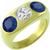 3 Stone 0.75ct Diamond 1.60ct Sapphire Gypsy Men's Ring 1