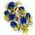 Estate 1960s 2.00ct Round Cut Diamond Cabochon Oval Lapis 18k Yellow Gold Fruity Floral Pin