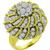 Estate 1970s  3.10ct Round Cut Diamond Cluster 18k Yellow & White Gold Bombé Ring 