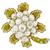 Diamond Gold Pearl Flower Pin