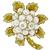 Estate 1980s 2.50ct Round Cut  Diamond 18k Yellow Gold Pearl Flower Pin