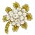 Diamond Gold Pearl Flower Pin  | Israel Rose