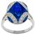 Estate 2.10ct Oval and 1.96ct Faceted Cut Sapphire 0.40ct Round Cut Diamond 18k White Gold Ring