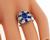 Oval and Faceted Cut Sapphire Round and Old Mine Cut Diamond 18k Gold Ring