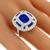 Estate 2.74ct Cushion and 0.75ct French Faceted Cut Sapphire 1.25ct Round Cut Diamond 18k White Gold Ring