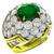 Estate 2.86ct Oval Cut  Emerald 12.60ct Round Cut Diamond  18k Yellow Gold Cocktail  Ring