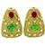 Ruby Emerald Diamond  Gold Earrings