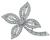 Round Marquise and Baguette Cut Diamond Platinum Flower Pin