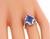 Cushion and Faceted Cut Sapphire Round Cut Diamond 18k Gold Ring