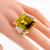 Estate 50.00 Emerald Cut Citrine  1.80ct Round Cut Diamond 14k Yellow Gold Cocktail Ring