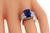 Emerald Cut Sapphire Baguette and Round Cut Diamond 14k Gold Ring