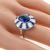 Estate 5.80ct Cabochon Center Sapphire 0.93ct Baguette Diamond 18k White Gold Ring