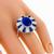 Estate 7.00ct Cabochon Oval Center & 1.58ct Tapered Faceted Cut Sapphire 0.91ct Baguette & Round Cut Diamond 18k White Gold Ring