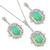 Estate Edwardian Style 7.00ct Cabochon Oval Opal 1.25ct Round Cut Diamond 18k White Gold Earrings & Pendant Set