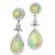 Estate Cabochon 7.46ct Fire Green Round & Pear Shape Opal  1.16ct Round Cut Diamond 14k White Gold Drop Earrings