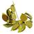 Diamond Enamel 18k Yellow Gold Foliage Pin 