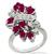 Estate 1.00ct Marquise Cut Ruby  0.40ct Round Cut Diamond 14k White Gold Cocktail Ring