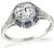 GIA Certified 0.70ct Diamond Art Deco Engagement Ring