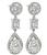 Pear Emerald and Round Cut Diamond 14k and 18k White Gold Drop Earrings