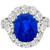 Estate 8.56ct Cushion Cut Sapphire 3.00ct Round and Heart Brilliant Diamond 18k White Gold Ring