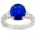 Estate 3.12ct Oval Cut Ceylon Sapphire 0.55ct Heart And Round Brilliant Diamond Platinum Engagement Ring