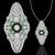 Antique Old European Diamond Emerald Onyx Pin/ Pendant