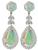Round and Pear Shape Opal Round Cut Diamond 18k White Gold Earrings