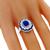 Art Deco Style 1.32ct Oval Cut Sapphire 0.86ct French Faceted Cut Sapphire 0.88ct Round Cut Diamond 18k White Gold Ring