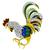 1.50ct Diamond Enamel Gold Rooster Pin | Israel Rose