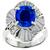 Estate 2.41ct Oval Cut Sapphire 1.18ct Round And Baguette Cut Diamond  Platinum Ring