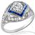 Antique Art Deco 0.59ct Circular Brilliant Diamond Sapphire Platinum Ring