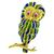 Estate 1960s Round Cut Ruby & Diamond 18k Yellow Gold Enamel Owl Pin