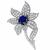 14k white gold diamond sapphire floral pin  1