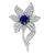 14k white gold diamond sapphire floral pin  2