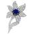 14k white gold diamond sapphire floral pin  3