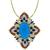 Turquoise Sapphire, Ruby, Diamond & Emerald  Gold Pin/ Pendant