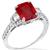 Estate 2.04ct Emerald Cut Burmese Ruby 0.75ct Trapezoid And Round Cut Diamond 18k White Gold  Engagement Ring