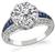 Art Deco 3.04ct Diamond Sapphire Engagement Ring