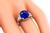 Art Deco Cushion Cut Ceylon Sapphire Baguette Cut Diamond Platinum Engagement Ring