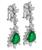Pear Shape Emerald Marquise Baguette and Round Cut Diamond 18k White Gold Drop Earrings